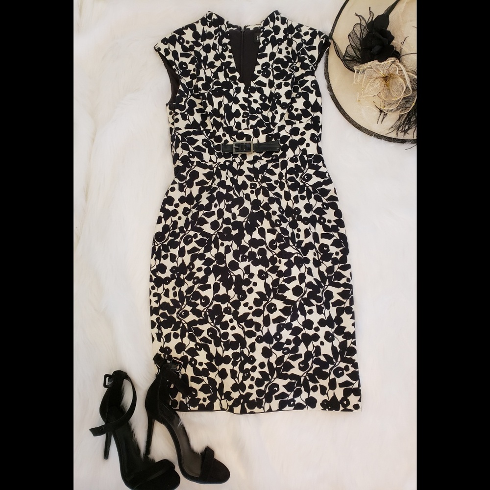 Adrianna Papell Belted Sheath Dress - Size 4